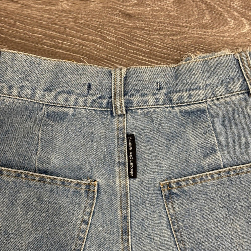 Alexander Wang Light Blue Distressed High-Waist Denim Shorts - Picture 12 of 16